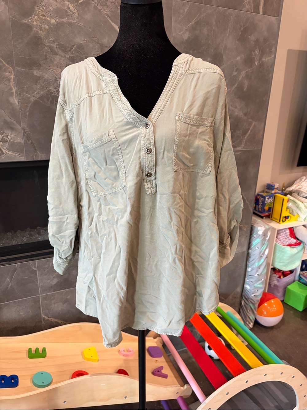 torrid Light Sage Green Harper Button down Tunic